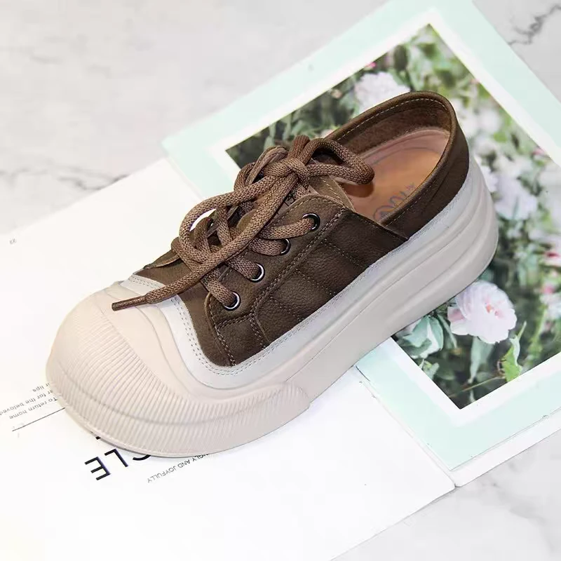 127《开口笑》头层牛皮复古手工板鞋