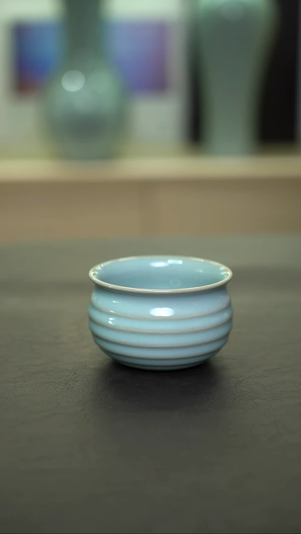 杯子瓷天青钱袋杯