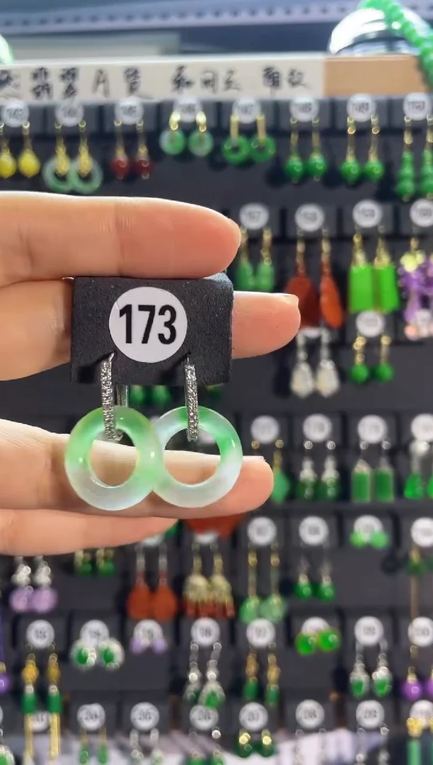 【闪购商品】翡翠耳饰银S925镶嵌173..