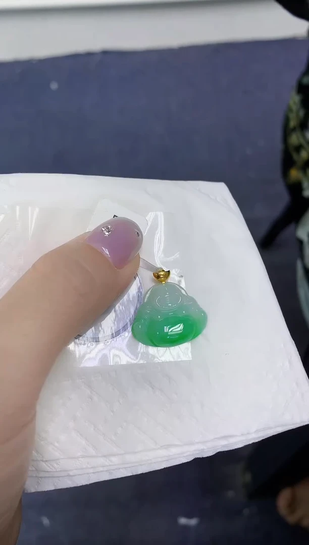 颈饰18K金镶嵌翡翠天然缅甸翡翠A货百元以上9元证书费自理