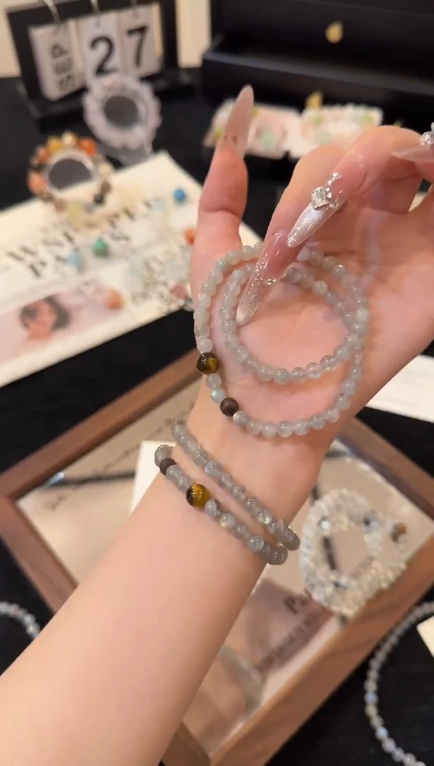 合金手链水晶灰月光双圈x2750