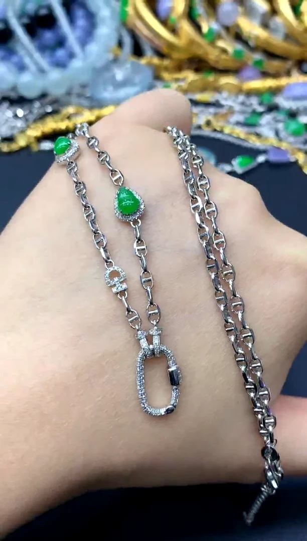 颈饰18K金镶嵌翡翠363-中国好珍宝