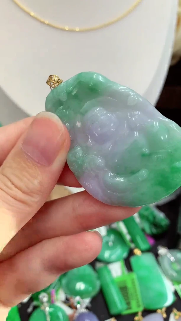 翡翠18K金镶嵌吊坠(不含链)挂件