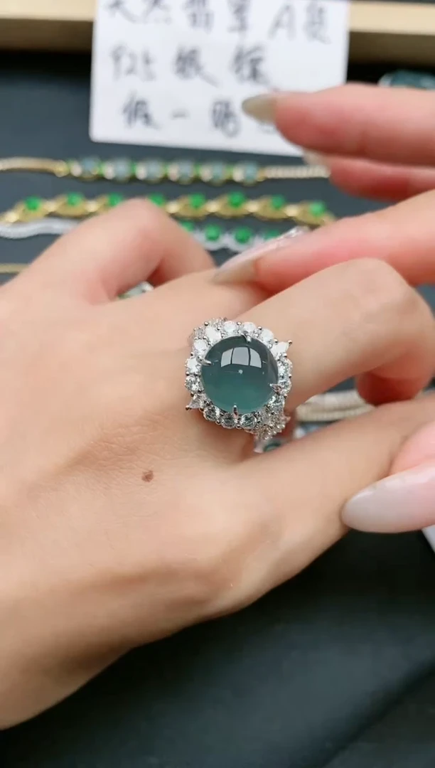 翡翠戒指银S925镶嵌11111