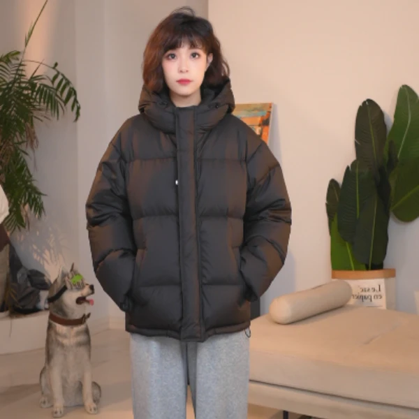 新国标白鸭绒连帽磁吸面包服冬季新款羽绒服女百搭休闲2025保暖