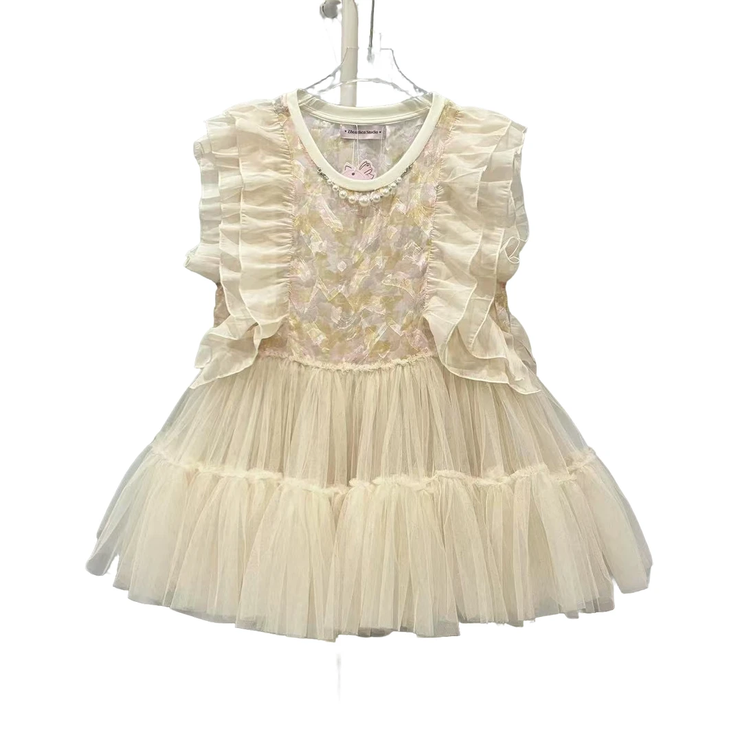 4423【珍珍优选】设计师新款拼接纱纱夏季无袖女装连衣裙