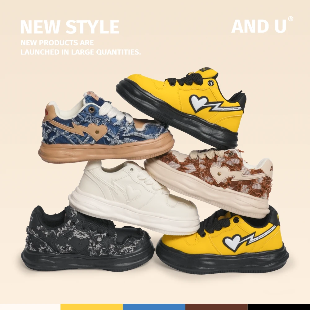 AND U男女同款增高6cm溶解鞋情侣小众原创鞋子原创复古休闲板鞋