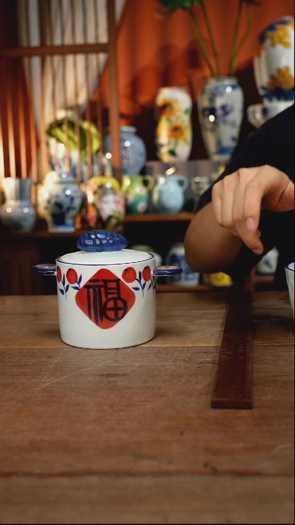 瓷片【简家甄选】景德镇设计师釉下手绘陶瓷餐具
