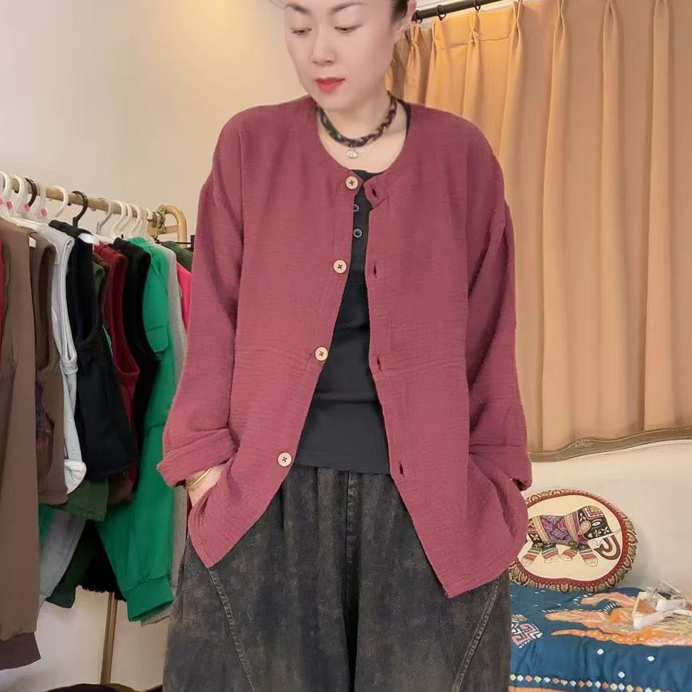 本古佳0828麻棉绉布开衫130*65宽松气质百搭休闲时尚秋季