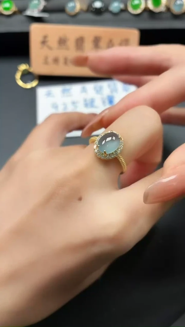 银S925镶嵌戒指翡翠111
