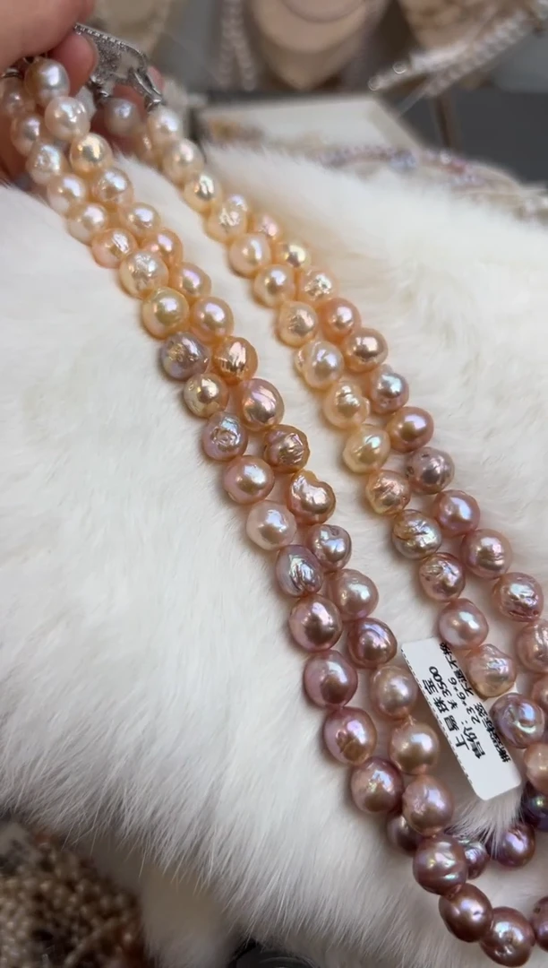 未镶嵌32淡水珍珠巴洛克*强光珍珠项链（皱）糖果色（多样性发一）