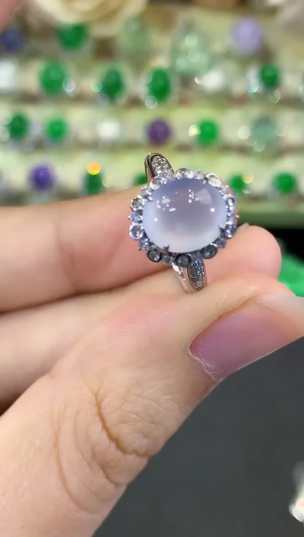 18K金镶嵌戒指翡翠B163