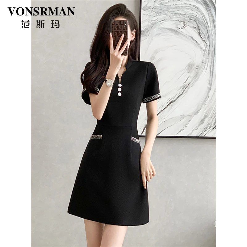 法式气质连衣裙女夏季2025新款时尚宽松大码修身显瘦赫本风小黑裙