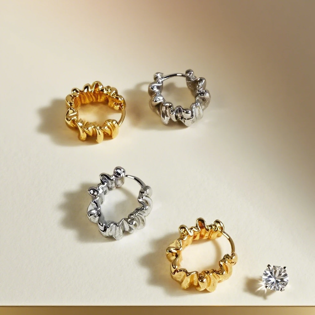 铜合金耳饰 MCK 波纹型素圈女 轻奢小众百搭时尚耳饰女设计款-M3