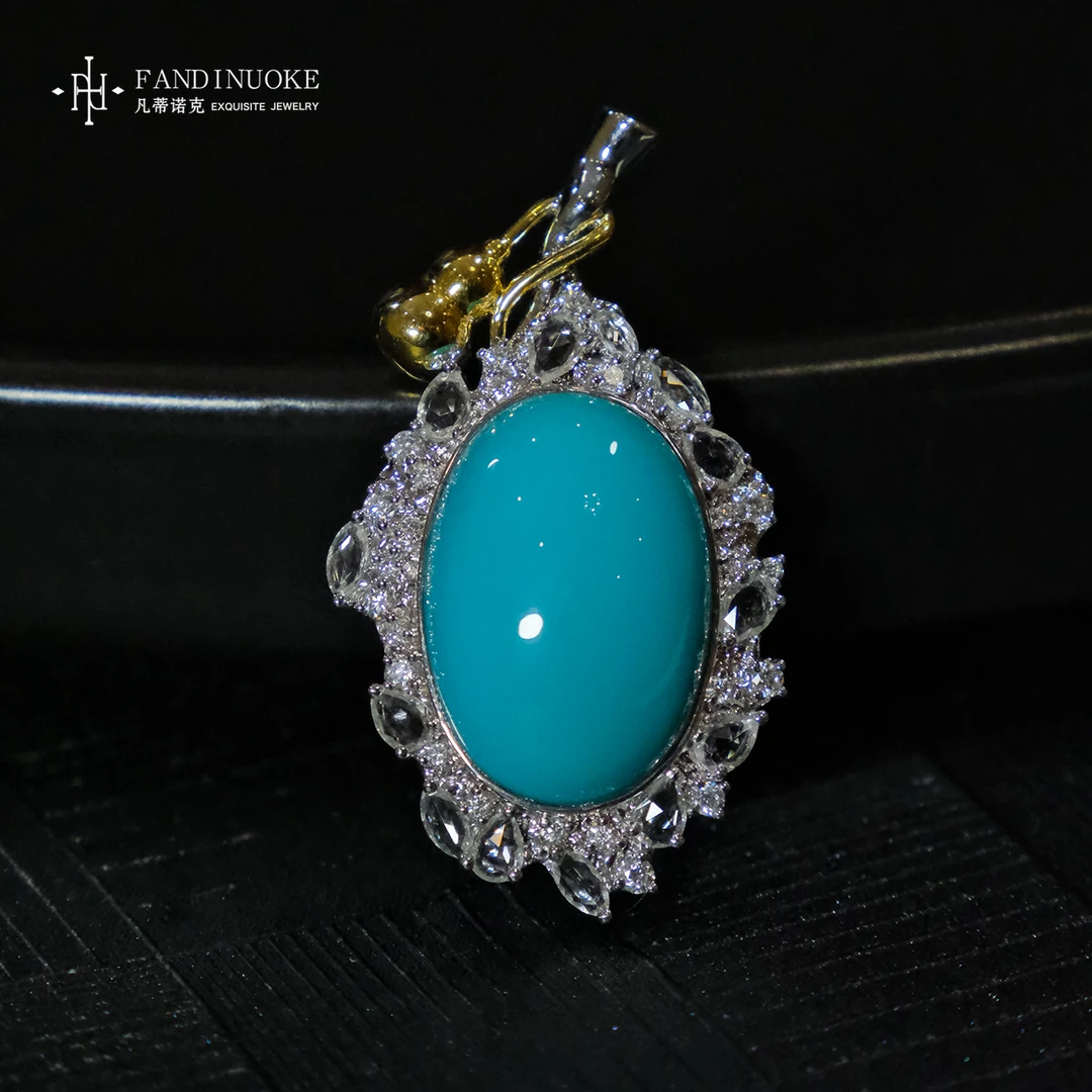 【加加专属】22 MJ45199-18k金绿松石吊坠-多样性发一件-13*19*4mm