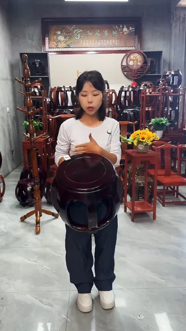 花梨木类家具【微瑕】酸枝色小号鼓凳1号