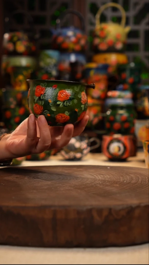 紫砂油画手绘釉下彩