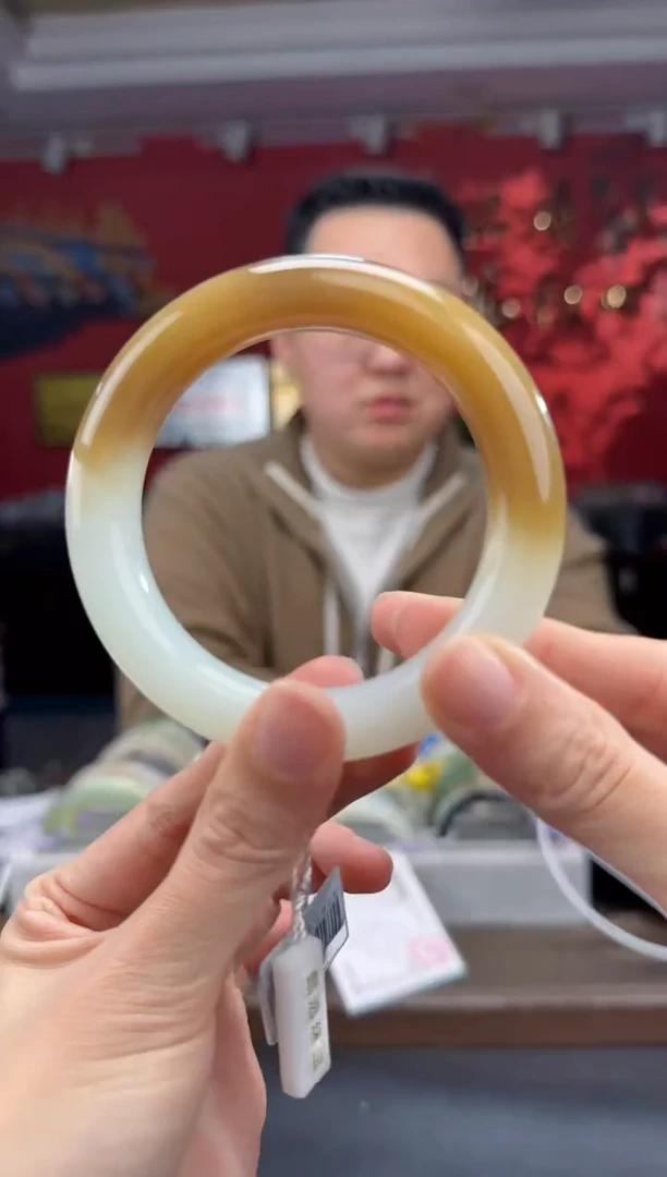 未镶嵌手镯和田玉糖白圆条56-58