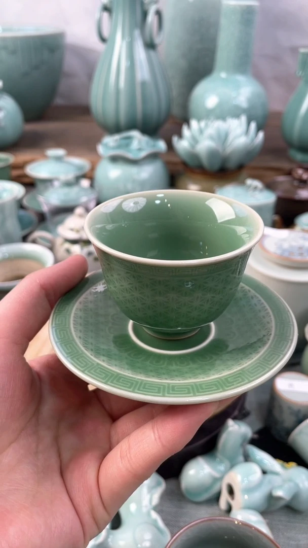 【闪购商品】1杯1托 福利款 慧仙青瓷 瓷器