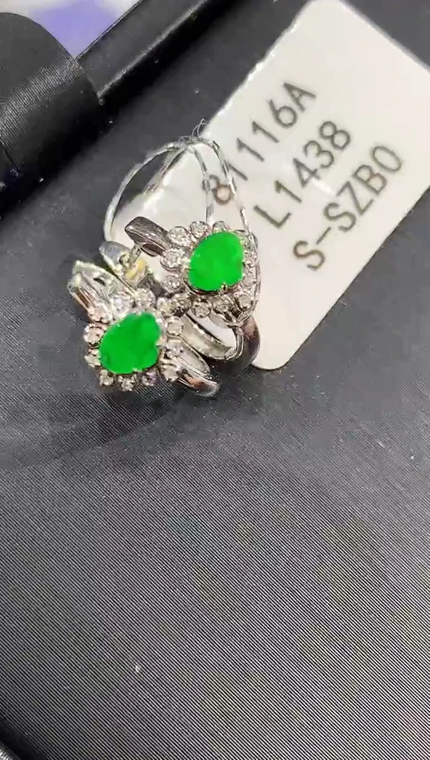 18K金镶嵌翡翠耳饰L1438多样性发其一