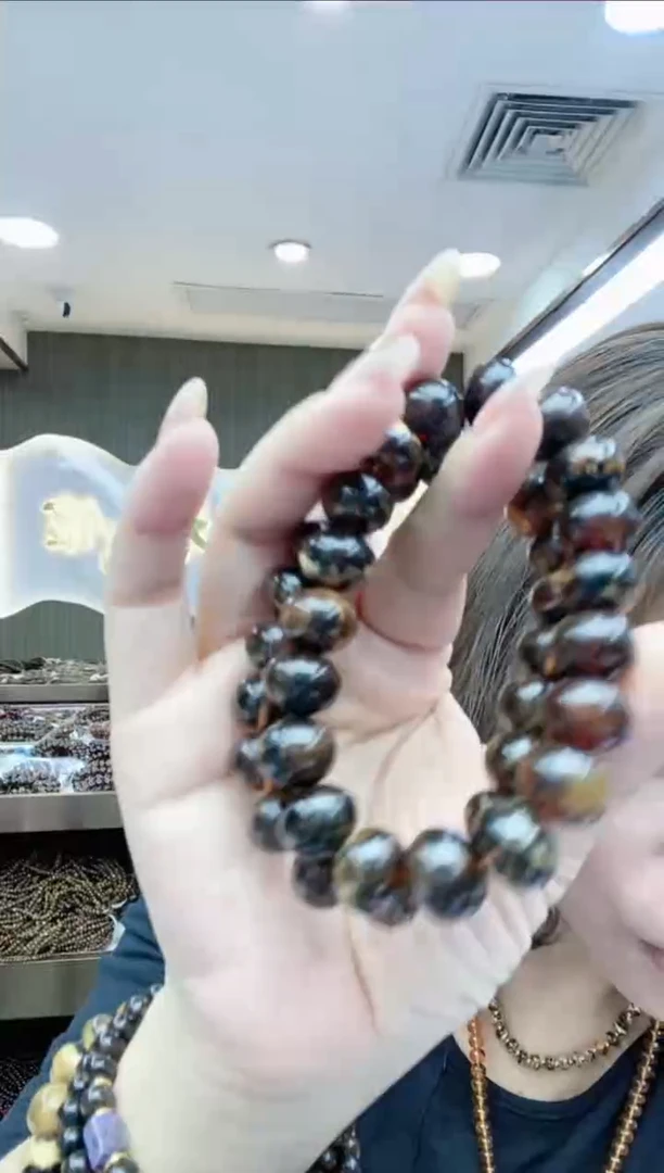 手串琥珀未镶嵌S09【多样性发一】翳珀干白花13mm