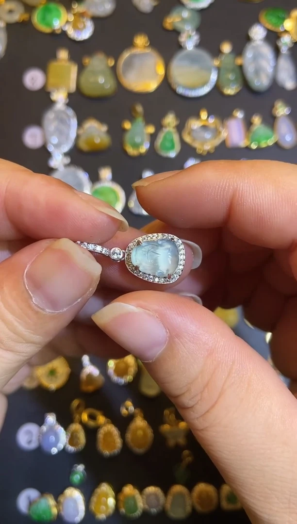 吊坠(不含链)银S925镶嵌翡翠1