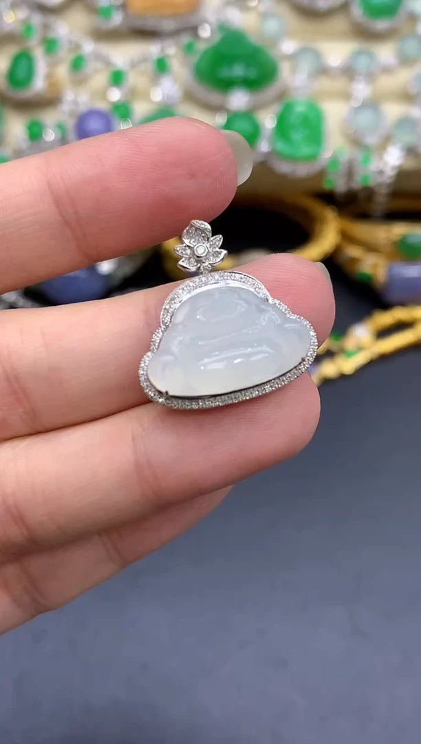 颈饰18K金镶嵌翡翠209-中国好珍宝