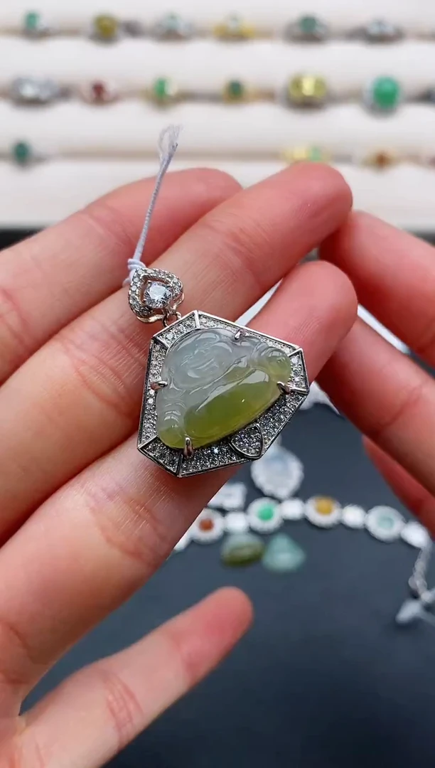 银S925镶嵌戒指翡翠天然缅甸A货翡翠22  4-2