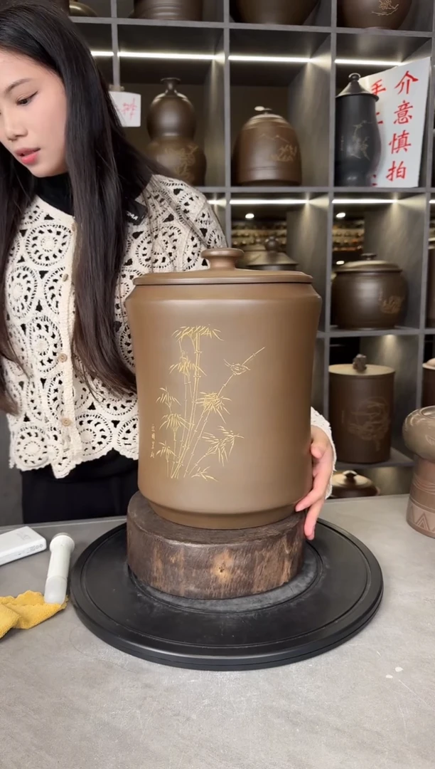 【闪购商品】罐本陶手作坭兴陶8-10斤装茶叶罐手工痕迹