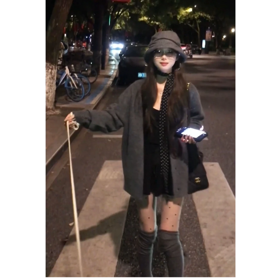 2025早秋季新款女装韩系穿搭套装宽松百搭针织开衫外套显瘦连衣裙