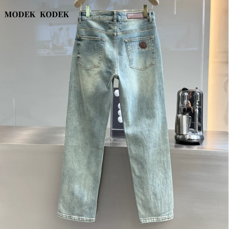 MODEK KODEK秋冬新款男士高档水洗长裤高级感潮牌刺绣百搭牛仔裤