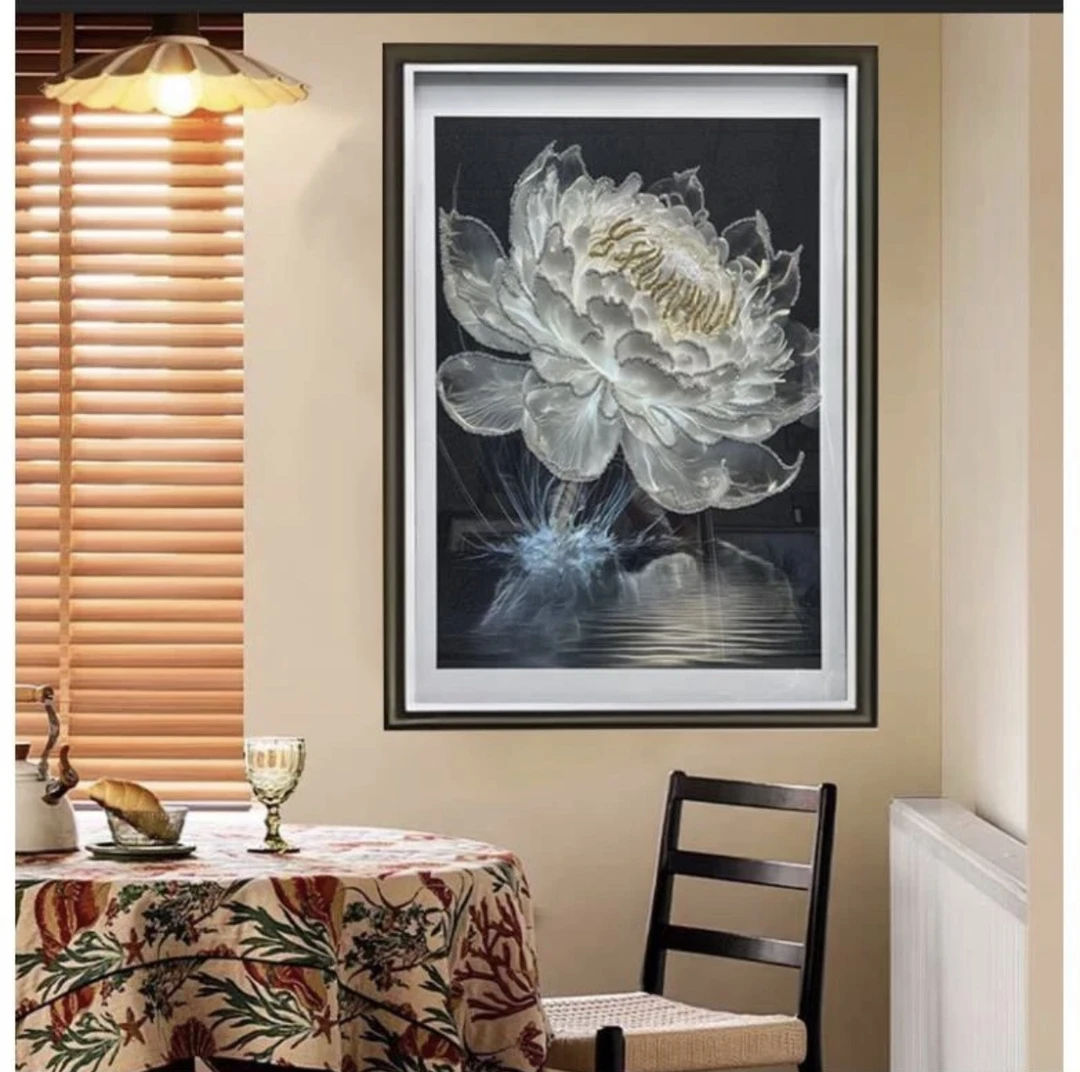 睡莲玻璃装饰画餐厅客厅玄关楼梯走蓝尽头卧室装饰画40*60