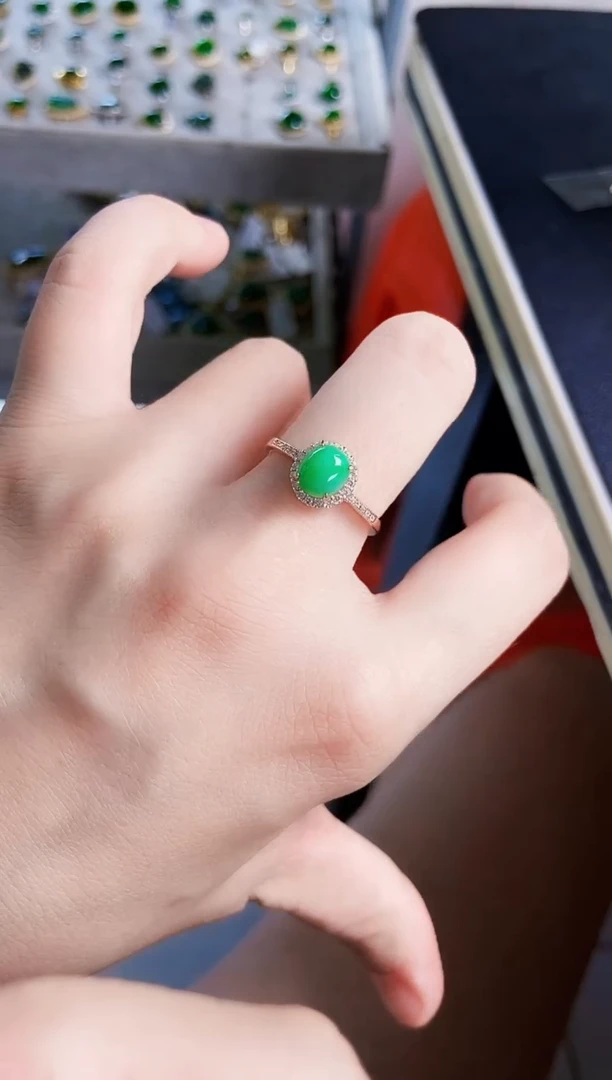 翡翠戒指银S925镶嵌218498