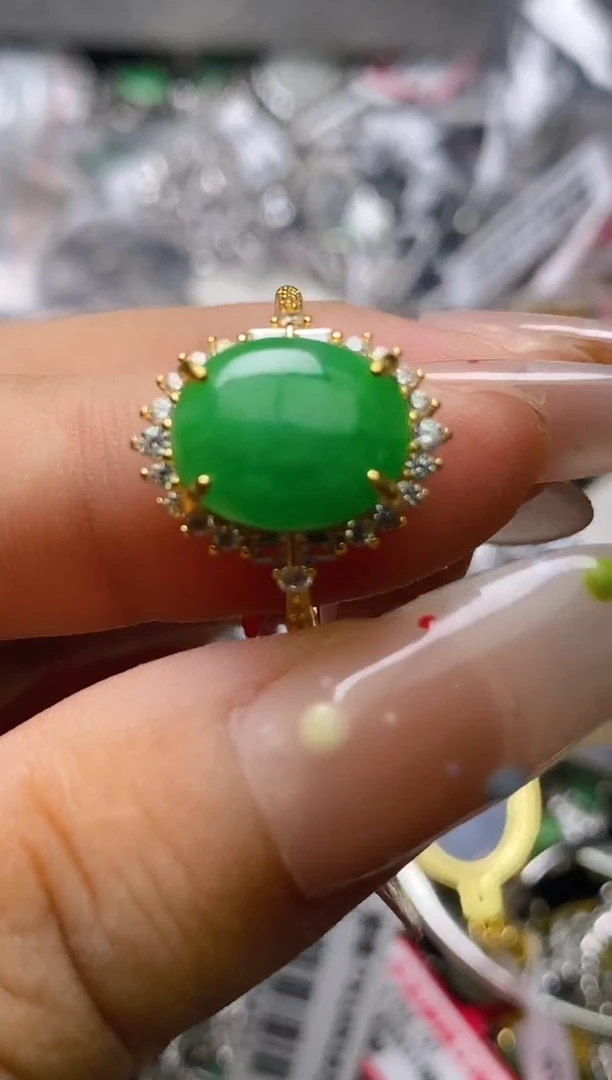 银S925镶嵌戒指翡翠百内无证书