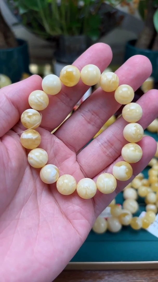 手链蜜蜡未镶嵌【p91】臻品收藏白花蜡单圈 14.22克 11+mm