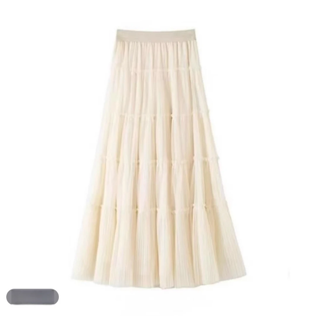 网纱半身裙女春夏2025新款设计感时尚中长款宽松a字半裙高腰显瘦