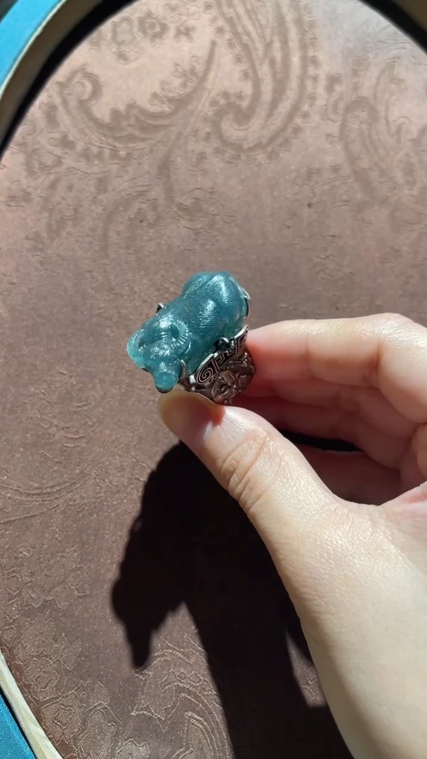 银S925镶嵌戒指翡翠红翡绿翠