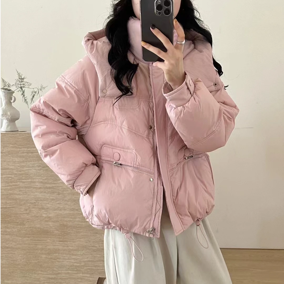 8609冬款时尚连帽设计女宽松加厚保暖外套