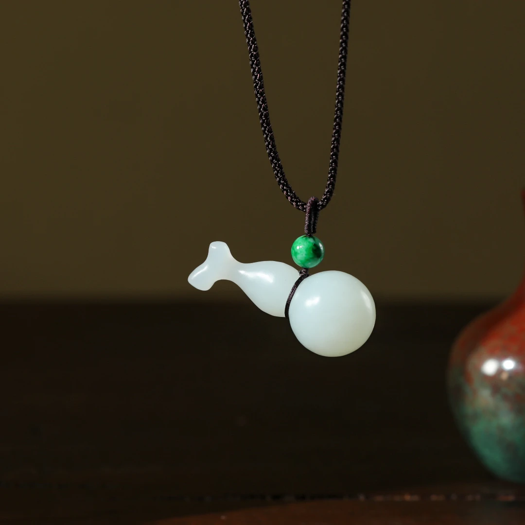 【意婵】典藏级且末老料羊脂白玉葫芦项链翡翠-909962