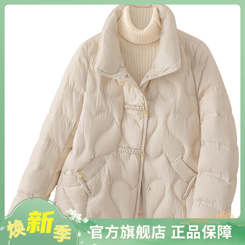 2025冬新款女装时尚新中式宽松短款长袖立领羽绒服S43B4789YA
