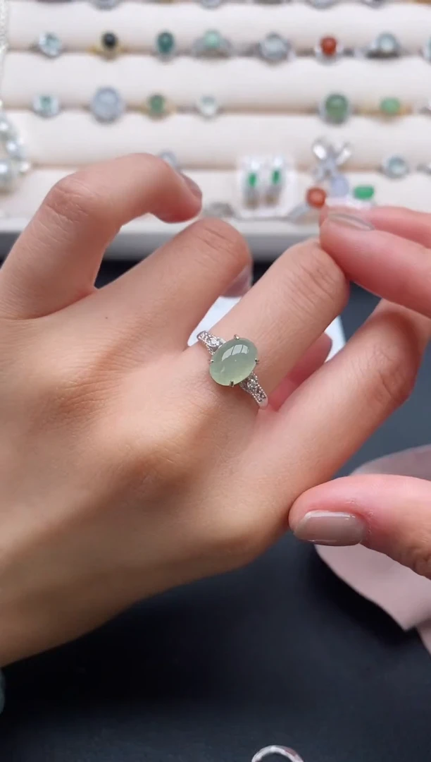 银S925镶嵌戒指翡翠11111111+8