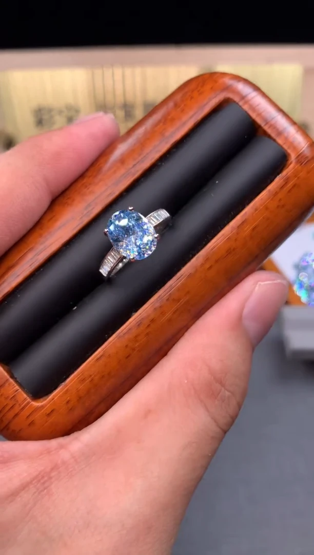 海蓝宝石戒指银S925镶嵌4532