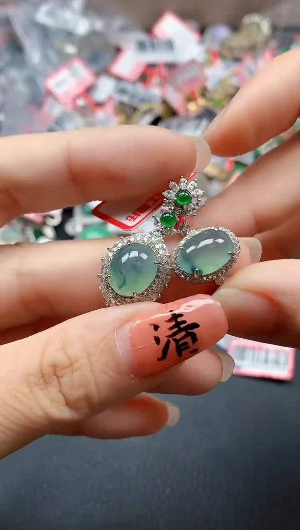 银S925镶嵌戒指翡翠天然A货缅甸翡翠