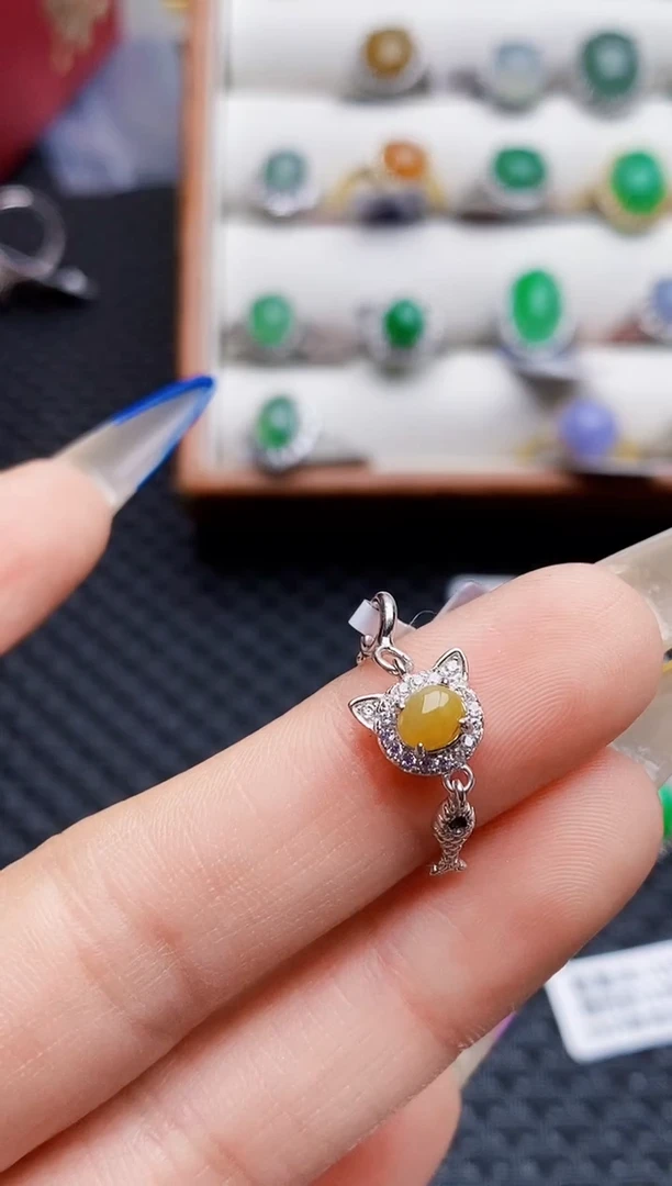 银S925镶嵌戒指翡翠6501