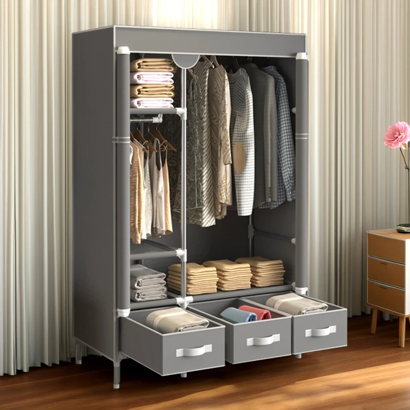 衣柜家用卧室出租屋简易布衣柜结实耐用小户型钢管收纳柜子挂衣橱