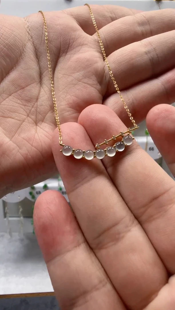 项链18K金镶嵌翡翠天然A货翡翠