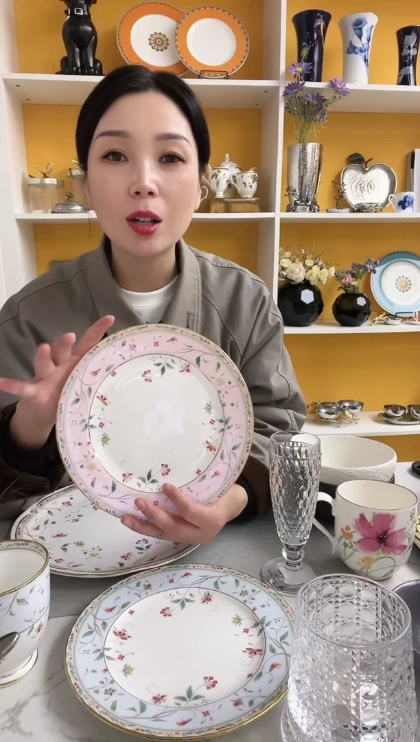 则武 花更纱 粉色 盘