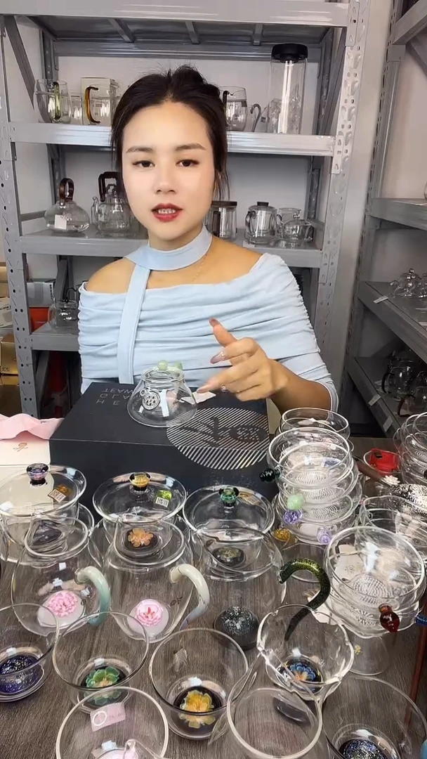 手工艺品玻璃风谜  小幸壶浅玉色