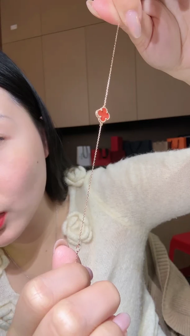 【闪购商品】玛瑙/玉髓手链18K金镶嵌红色k黄，小号单花手链GHJ