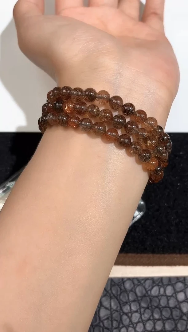 未镶嵌手链水晶23号黑金超七多圈6mm
